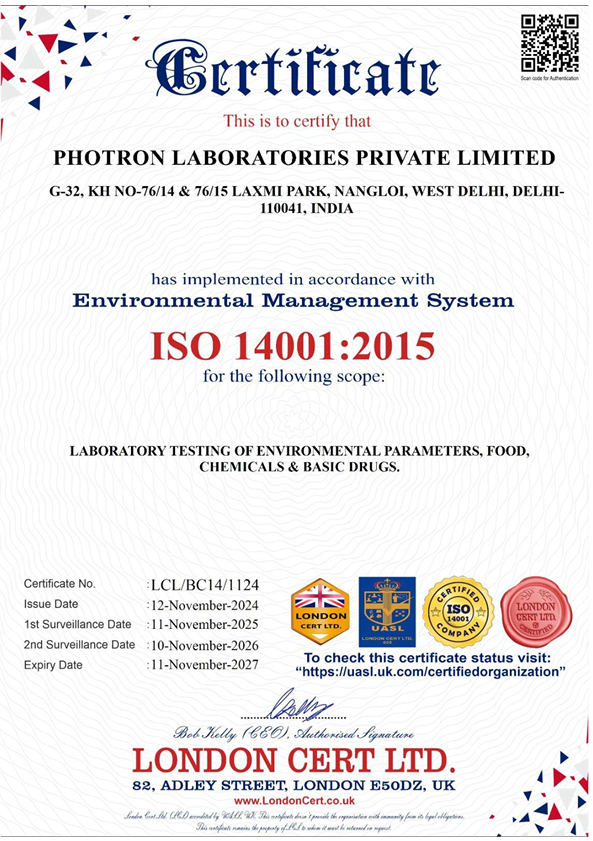ISO 14001:2015 Certificate